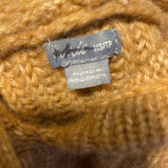 Aerie Women’s Sweater XS Wool Blend Hooded Dark‎ Yellow Hipster Drawstrings - Picture 6 of 7